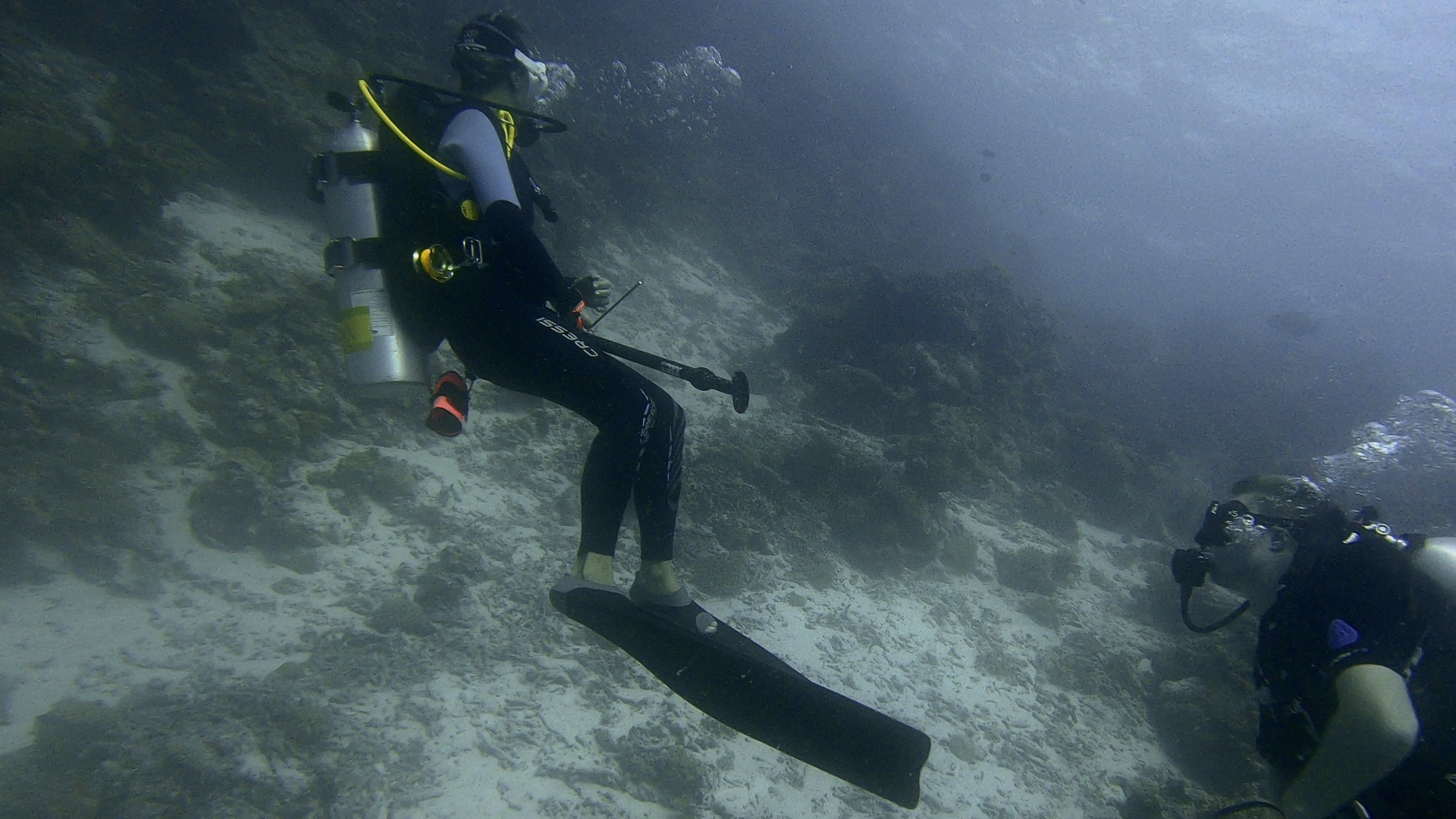 Sam diving in the Maldives after completing the course, moving more naturally and confidently underwater.