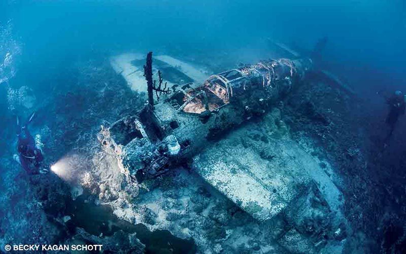 Aircraft wreck dive in Chuuk Lagoon, also known as Truk Lagoon.